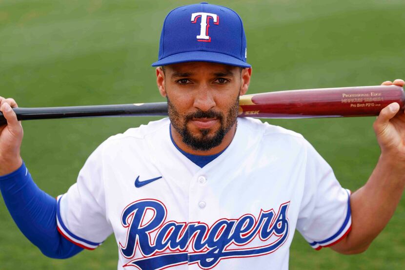 Texas Rangers infielder Marcus Semien is pictured during photo day at the team's training...