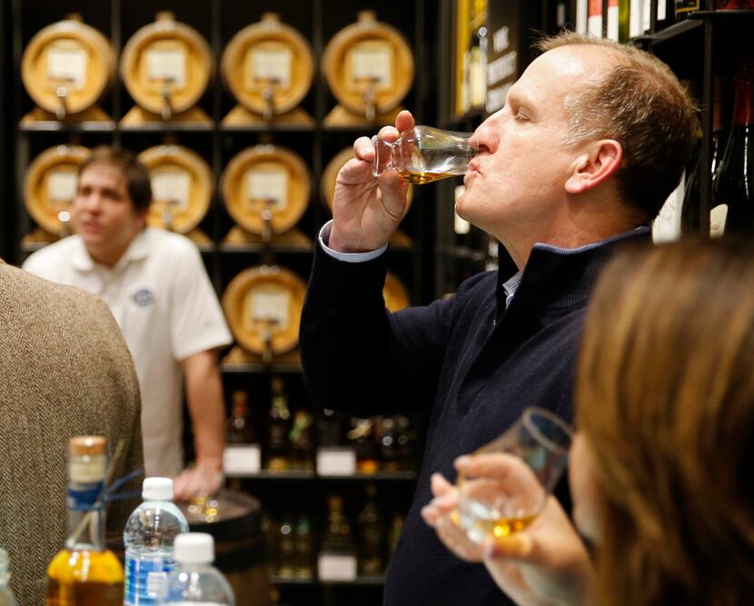 John Stackhouse of Frisco tastes an American Whiskey during a whiskey tasting event at Vom...