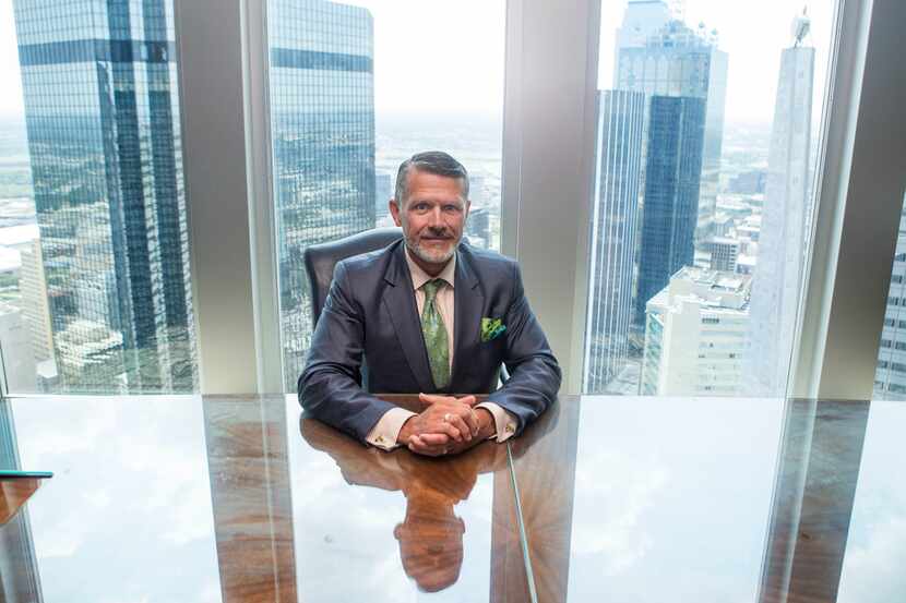Brad Heppner, CEO of Beneficient Group, was photographed in his Dallas office in 2018 when...