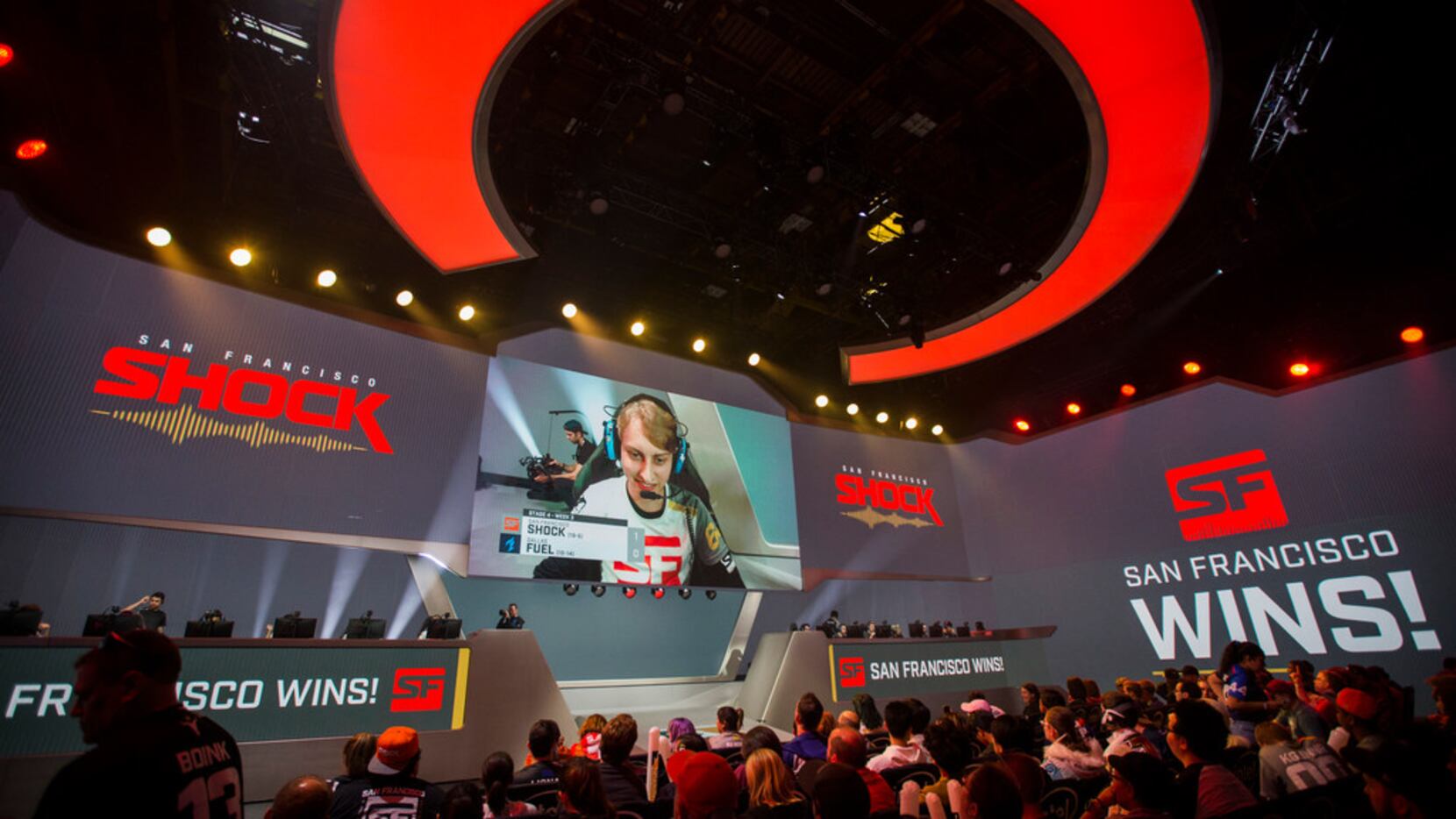 San Francisco Shock win a map during an Overwatch League match against the Dallas Fuel on...
