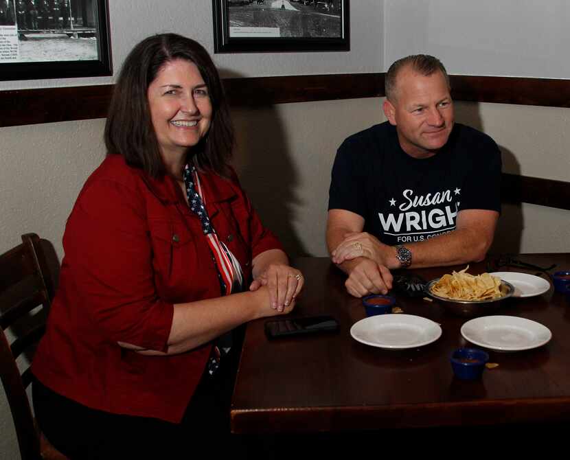 Susan Wright, candidate for Congress Distrct 6, visits with Congressman Troy Nehls (22nd...