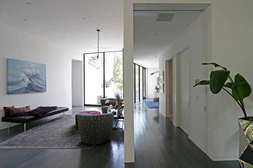 An open hallway inside Lynn Rush's LEED Platinum-certified home in Addison, Texas,...
