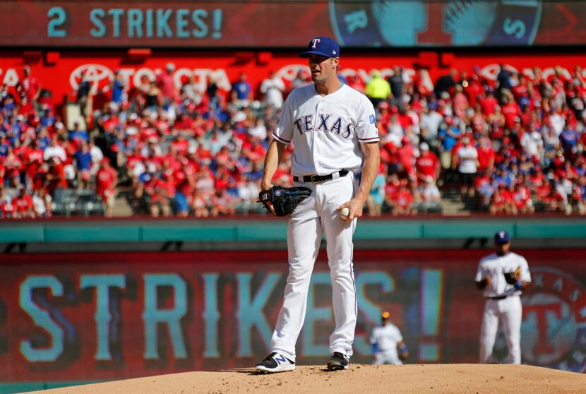 Texas Rangers starting pitcher Cole Hamels (35) is pictured during the Toronto Blue Jays vs....