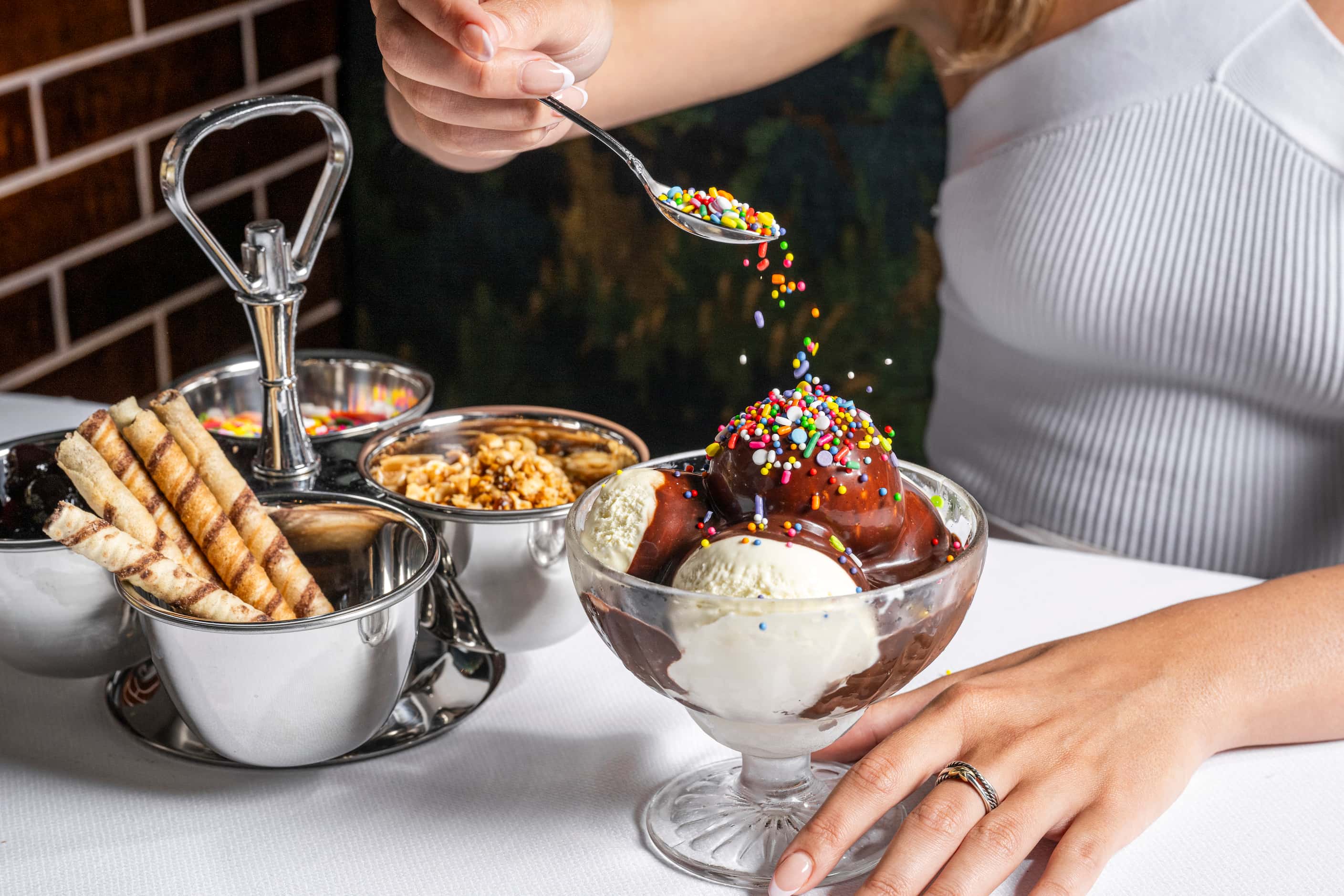One of the four desserts on Mister Charles' menu is a sundae. It was created to honor the...