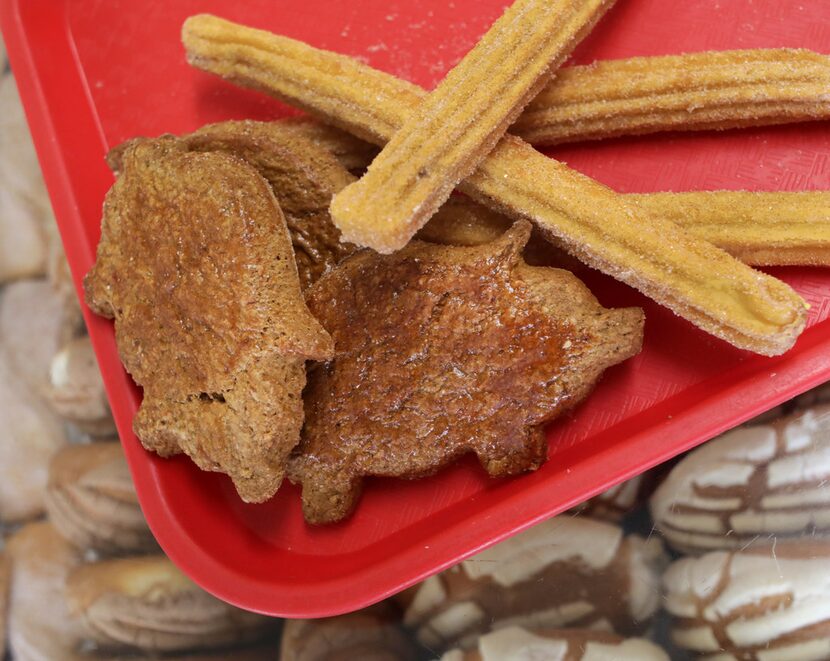 Marranitos (also known as piggies) and churros at La Poblanita Bakery in Dallas