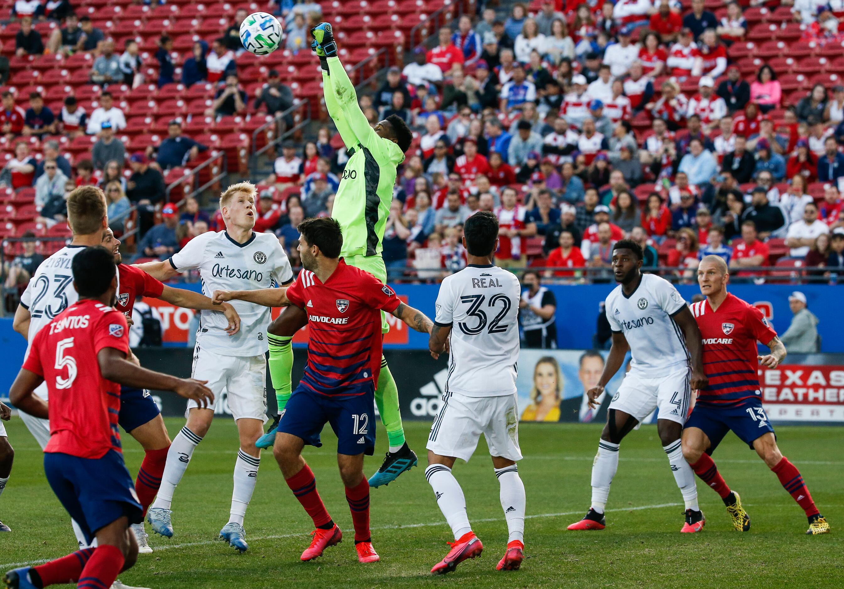 Philadelphia Union goalkeeper Andre Blake (18) makes a save during the first half of an MLS...