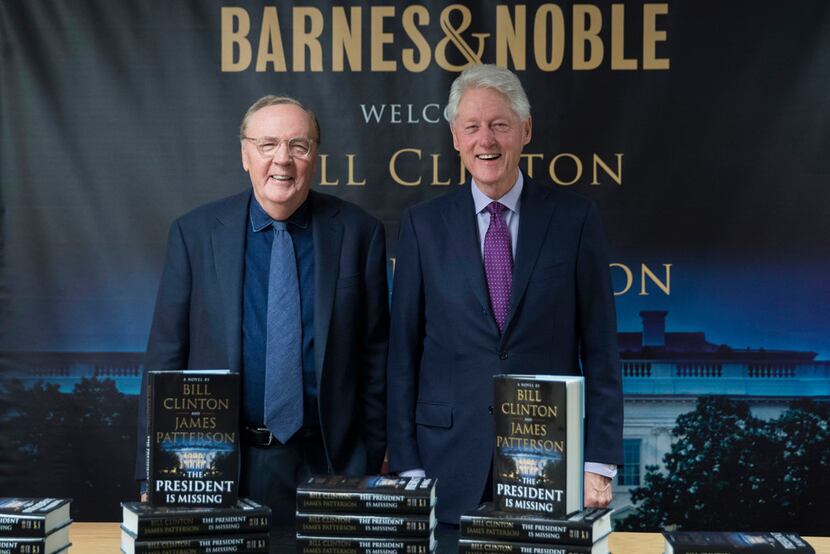 In this June 5, 2018 photo, former President Bill Clinton, right, and author James Patterson...