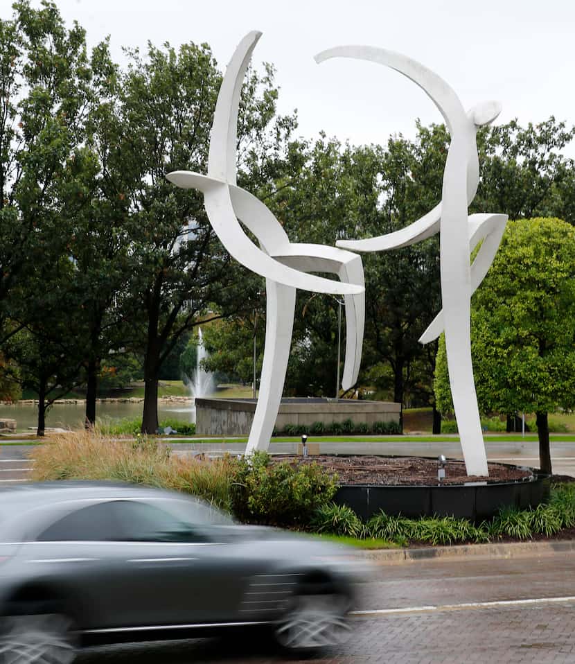 "Dancers MM," by artist Jerry Daniel, is the entry sculpture at Hall Office Park and the...