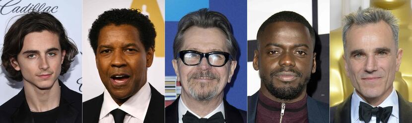 From left: The Oscar nominees in a leading role are Timothee Chalamet, Denzel Washington,...