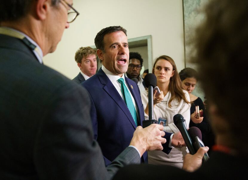 Rep. John Ratcliffe, R-Texas, speaks to media on Capitol Hill in Washington on Oct. 25, 2018.