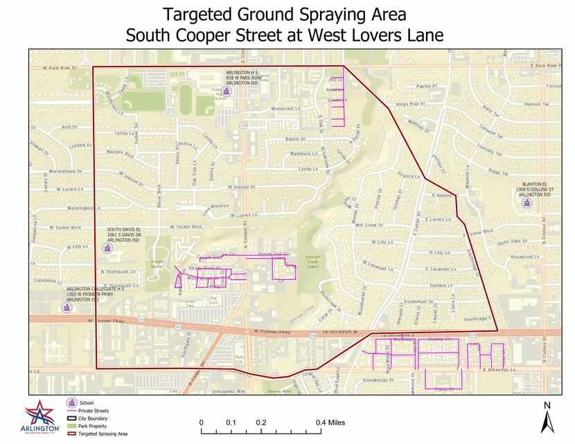 A map of the ground spraying to take place both tonight (Sept. 20) and tomorrow from 9 p.m....