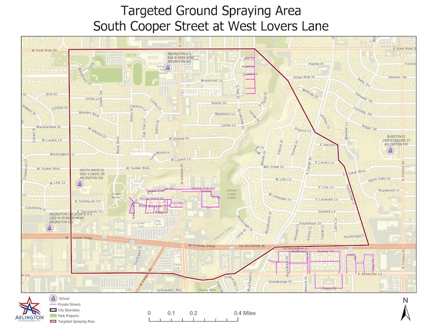 A map of the ground spraying to take place both tonight (Sept. 20) and tomorrow from 9 p.m....