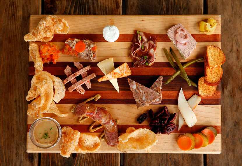 Blind Butcher chef Oliver Sitrin prepared a charcuterie board full of (clockwise from lower...
