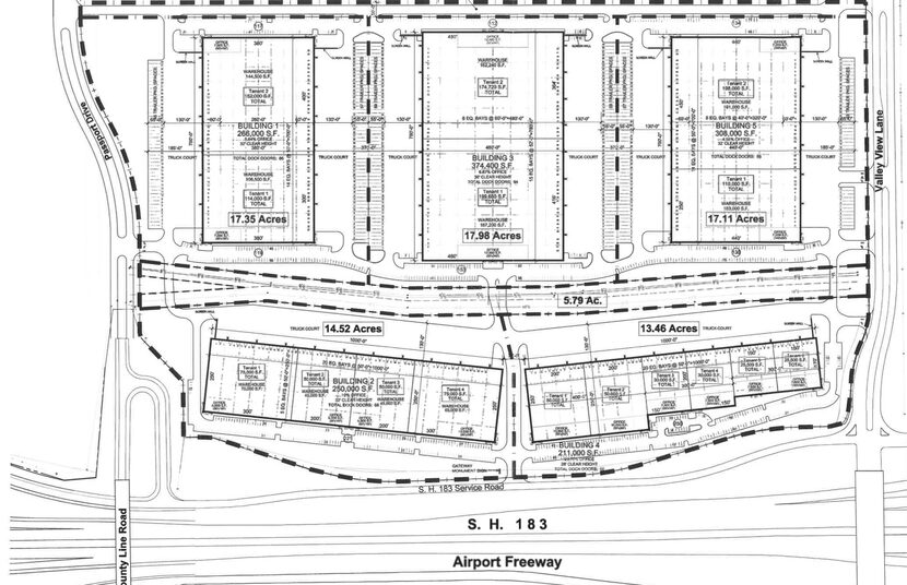 The industrial park is planned with five buildings with more than 1.4 million square feet of...