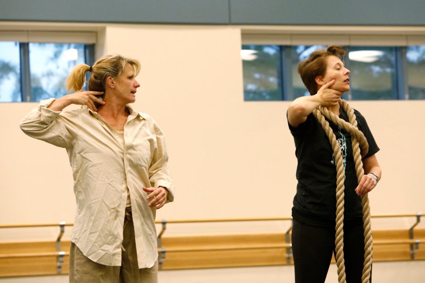 Melissa Johnson (left) and Elledanceworks co-founder Ronelle Eddings rehearse at the Collin...