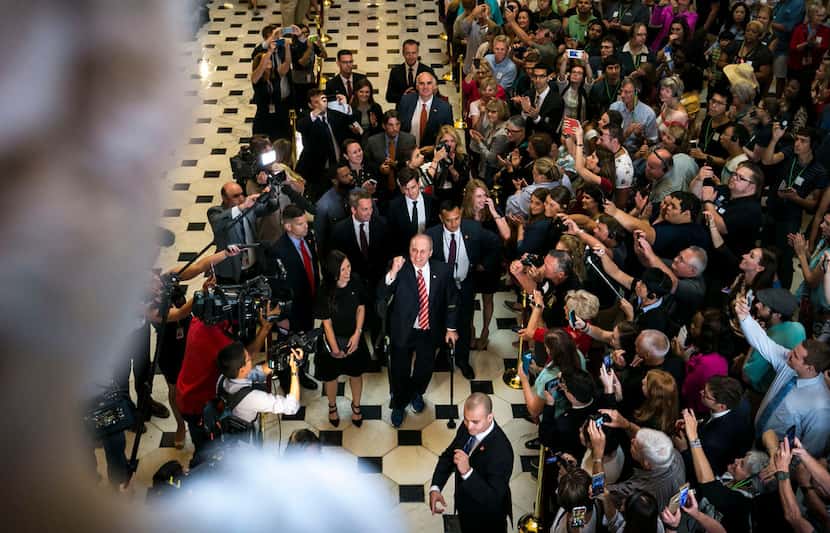 Rep. Steve Scalise, R-La., is met by a crowd of visitors as he returns to the U.S. Capitol...