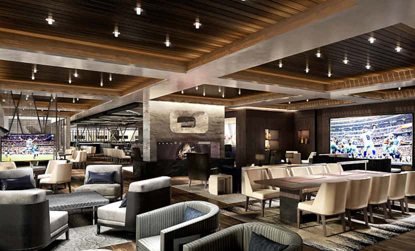 A rendering of the club bar and lounge in the members-only Cowboys Club at The Star in...
