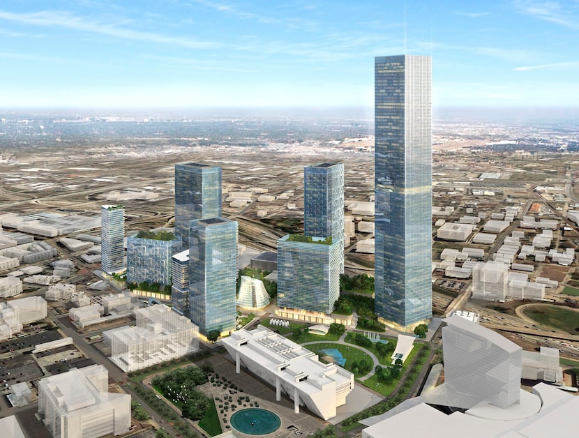 The 8-block high-rise campus Dallas Smart District would fill an empty area on downtown...