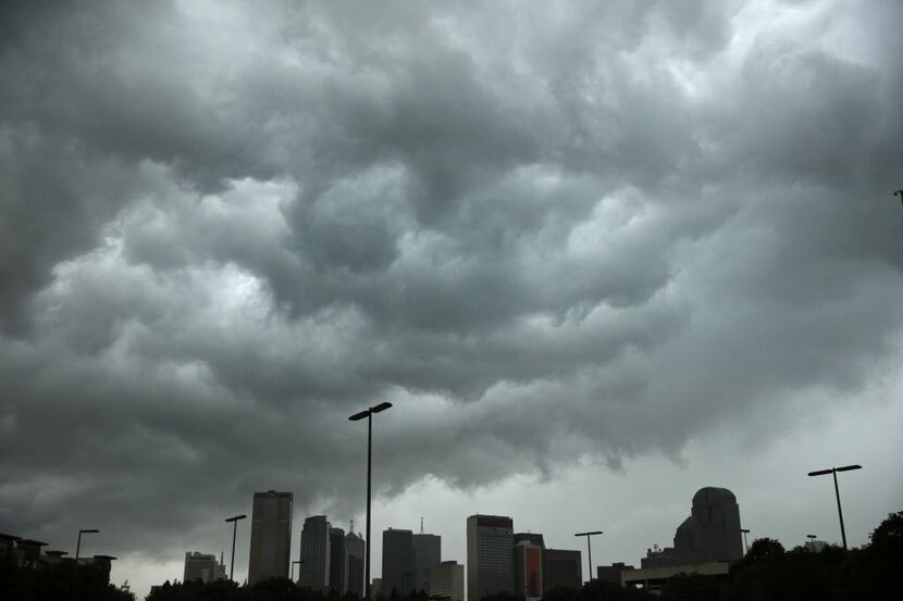 Storms pushed through downtown Dallas on Friday. 