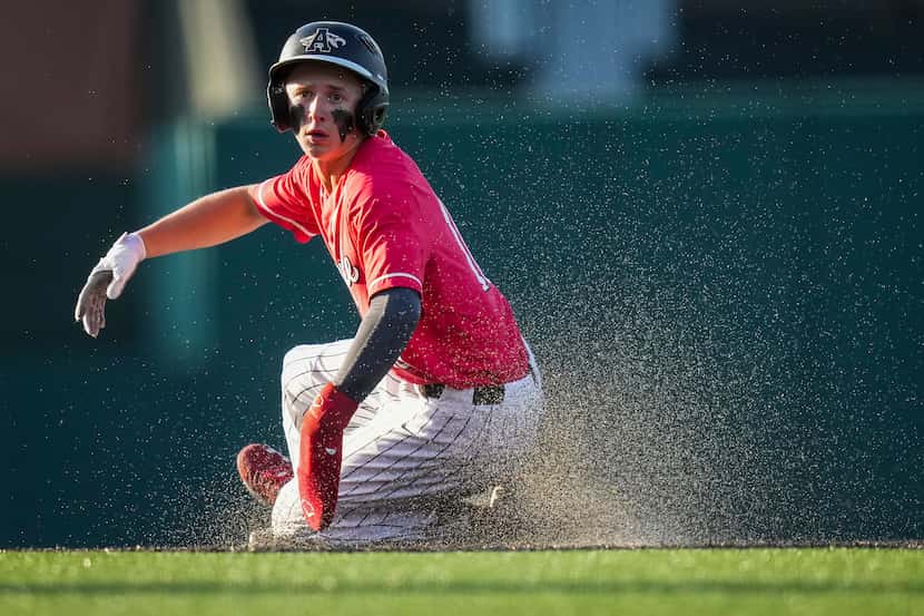 Argyle left fielder Conor Lillis looks back after advancing to second base during the second...