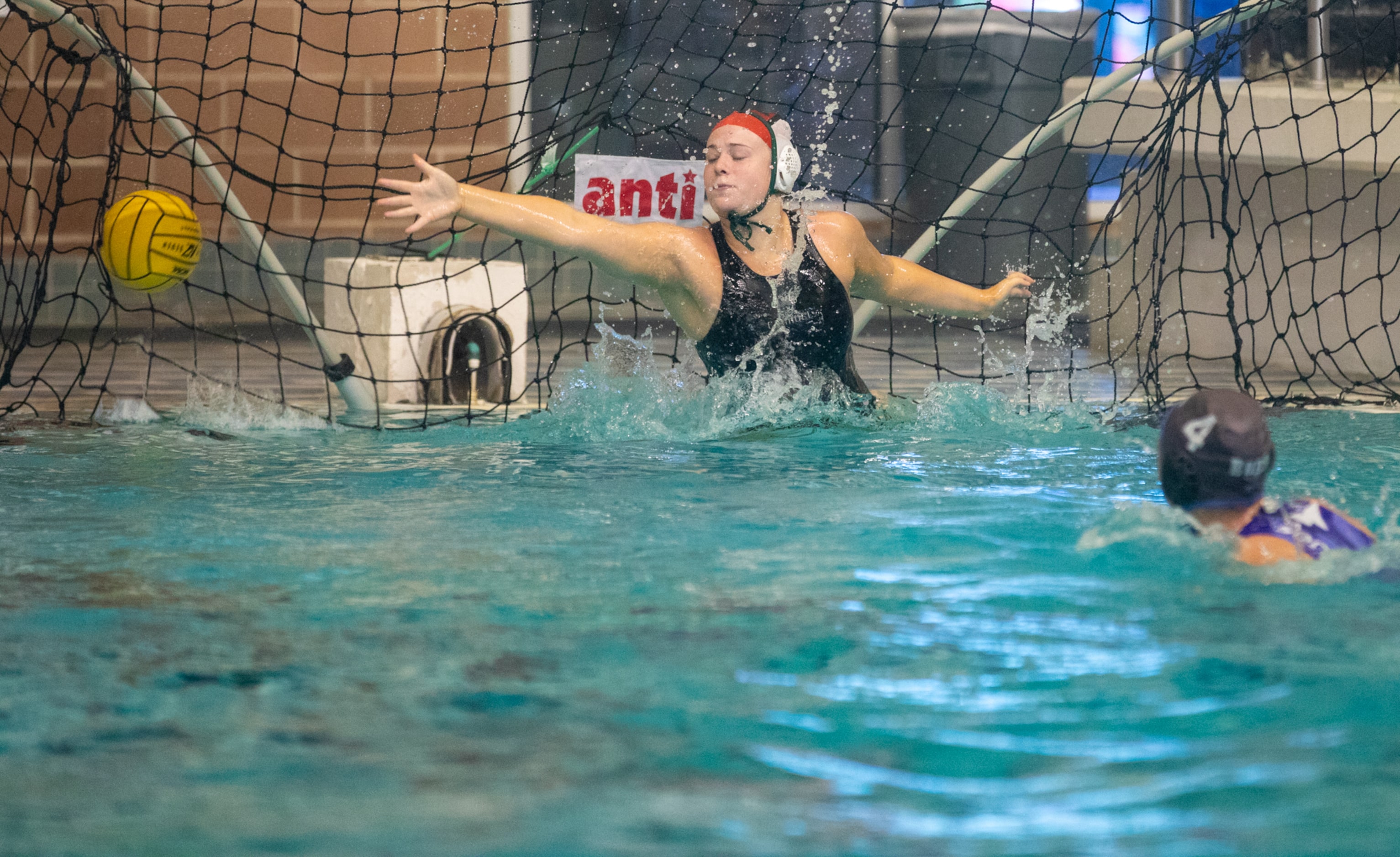 Southlake Carroll goalkeeper Reagan Morris misses a penalty shot from Clute Brazoswood...