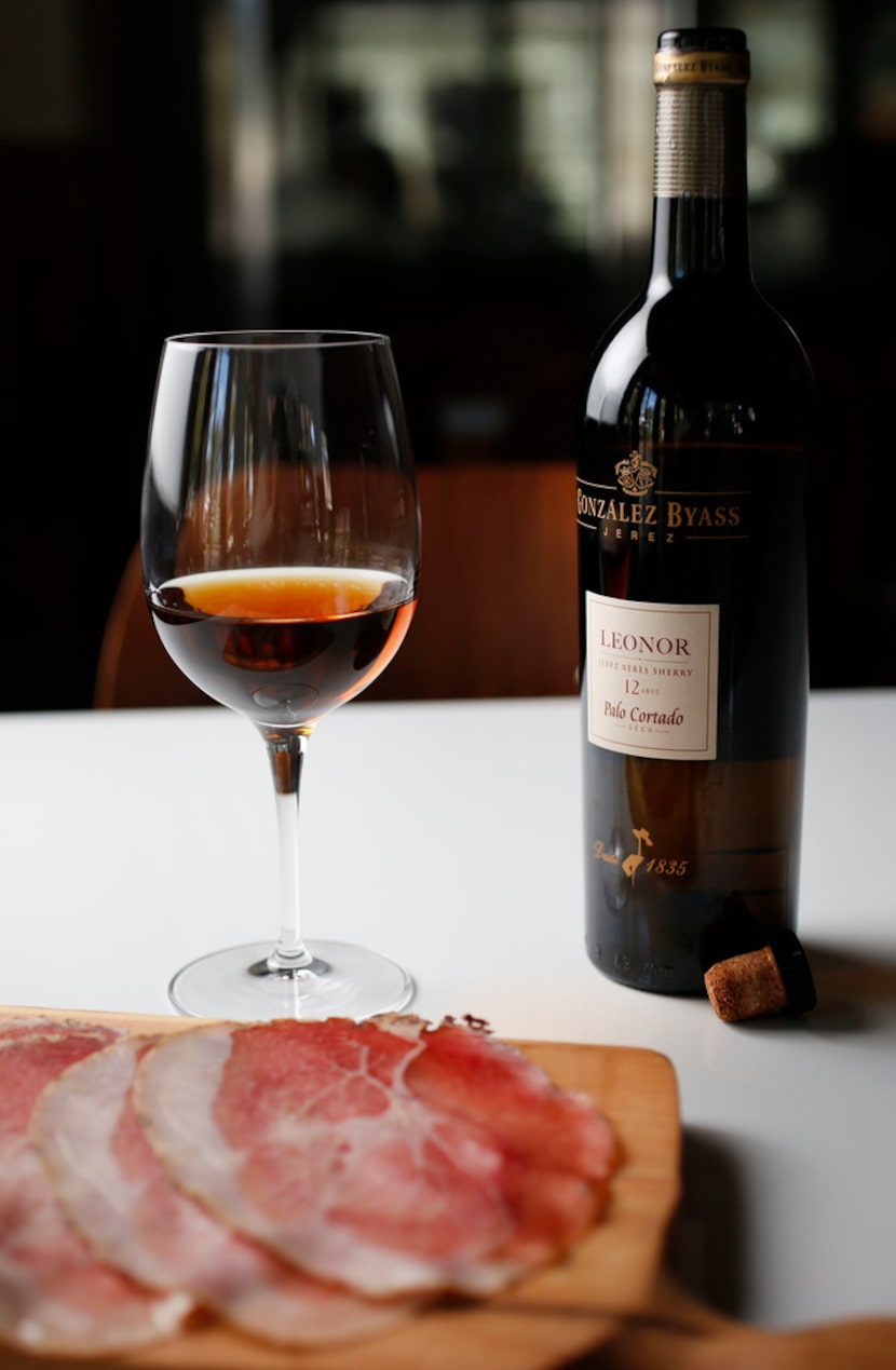 Gonzalez Byass Leonor Palo Cortado Sherry with sliced culatello 