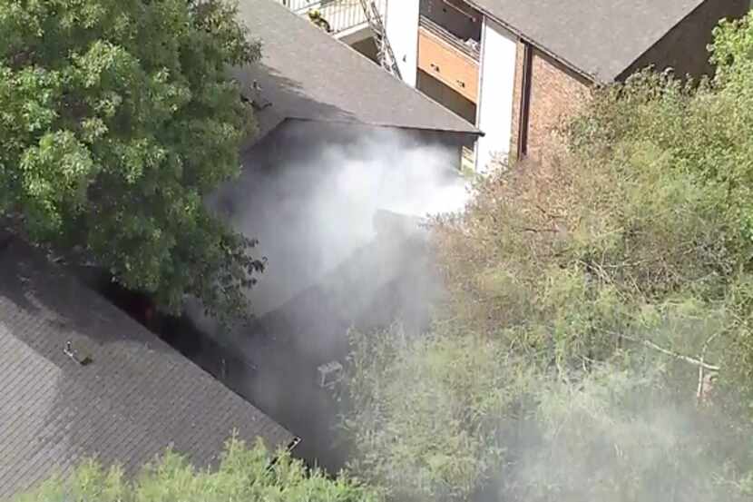 One firefighter suffered minor burns in an apartment complex fire in Addison on Wednesday....
