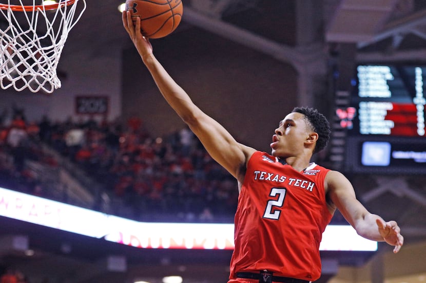 Texas Tech's Zhaire Smith (2) elevates for a layup during the first half of a game against...