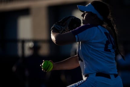 Anna's Hannah Howell pitches during a Class 4A Region II semifinal softball series at the...