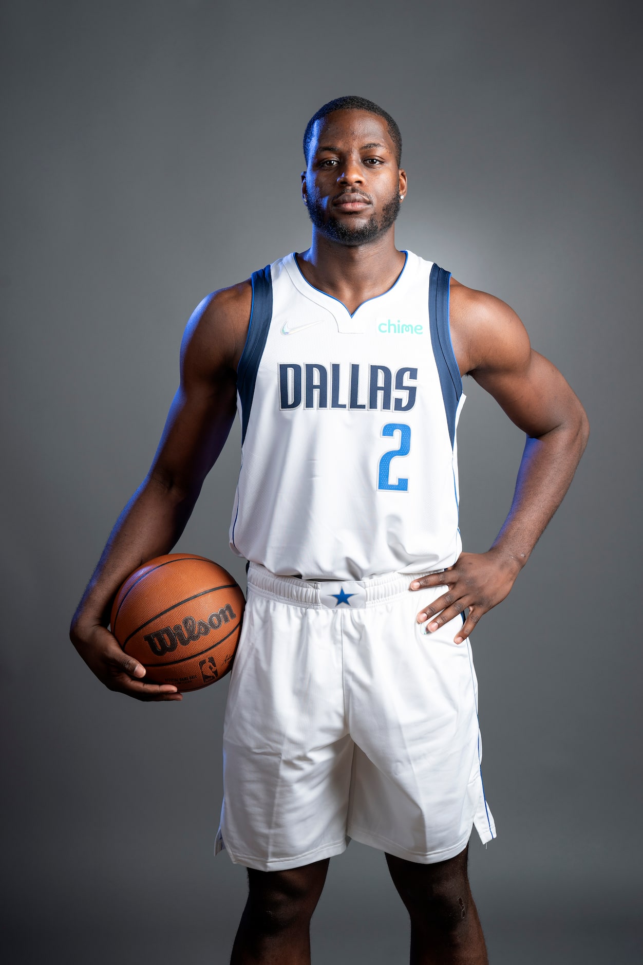 Dallas Mavericks forward Eugene Omoruyi (2) poses for a portrait during the Dallas Mavericks...