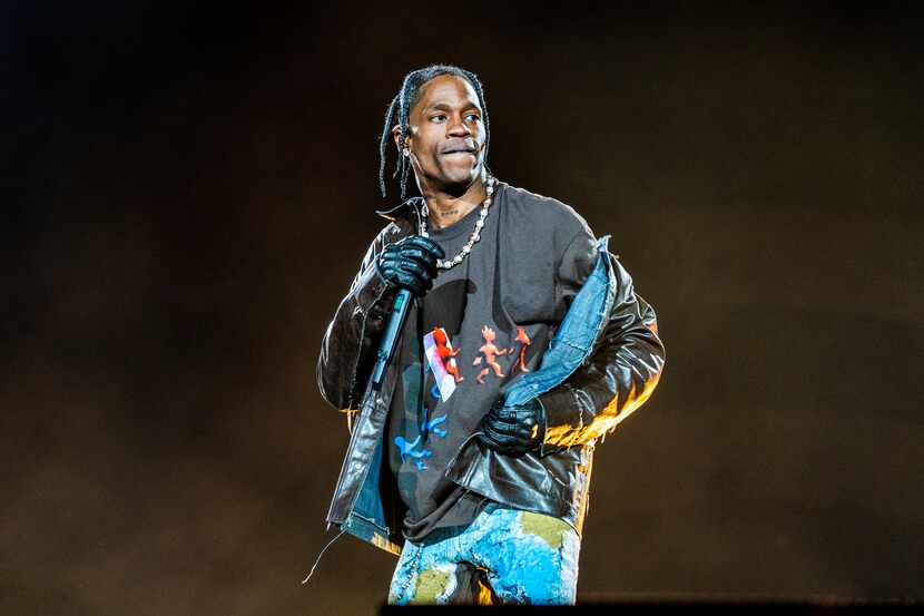 Travis Scott performs during the 2021 Astroworld Festival at NRG Park in Houston. (Photo by...
