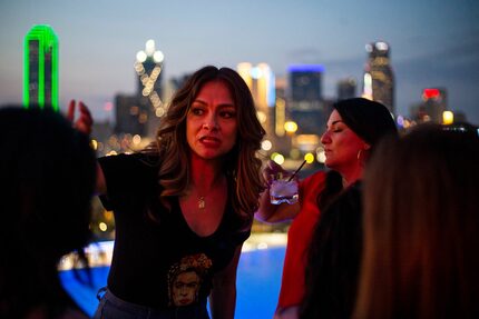 Veronica Torres Hazley chats with Susy Solis during a Hey Chica! Tacos and Chill event at...