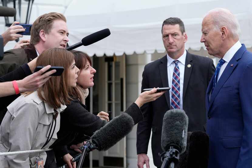 President Joe Biden talks with reporters about the House speaker's election and other issues...