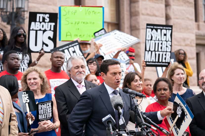State Rep. Trey Martinez Fischer, D-San Antonio, spoke Thursday during a Capitol rally by...