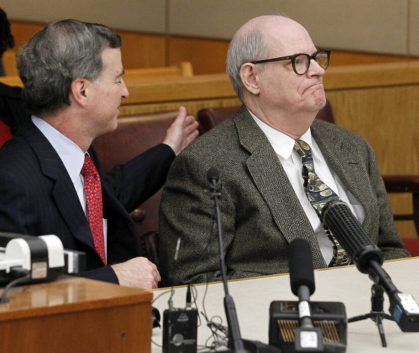 Dale Lincoln Duke (right) and his attorney, Robert Udashen, hear Judge Susan Hawk tell him...