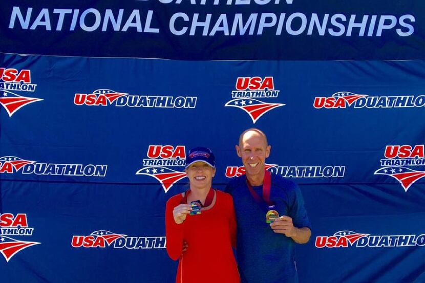 Melisa and Jeff Dorrill at USA Duathlon National Championships in Bend, Ore.