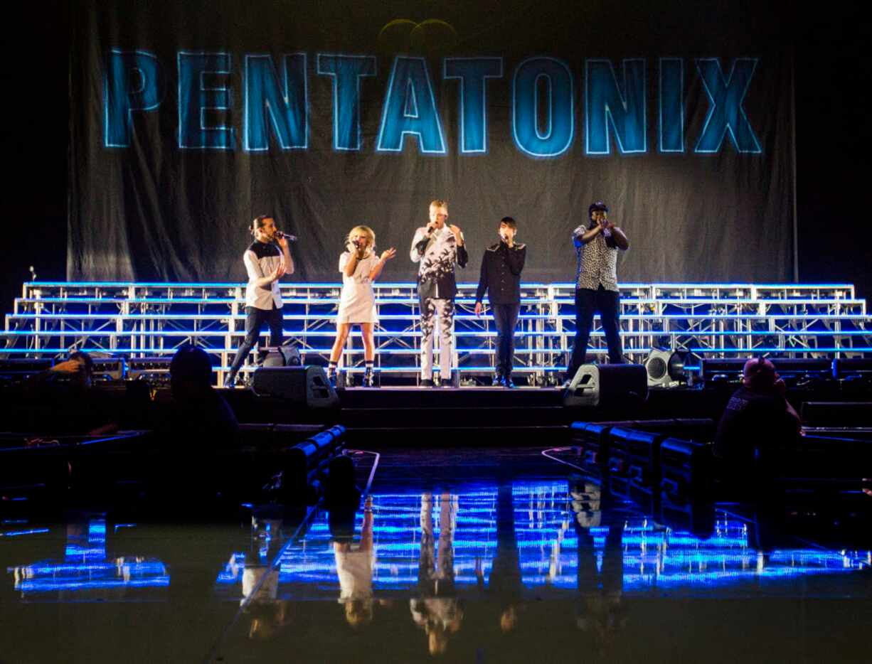 Pentatonix warmed up the crowd during its opening set on Sunday.  They joined Clarkson on...