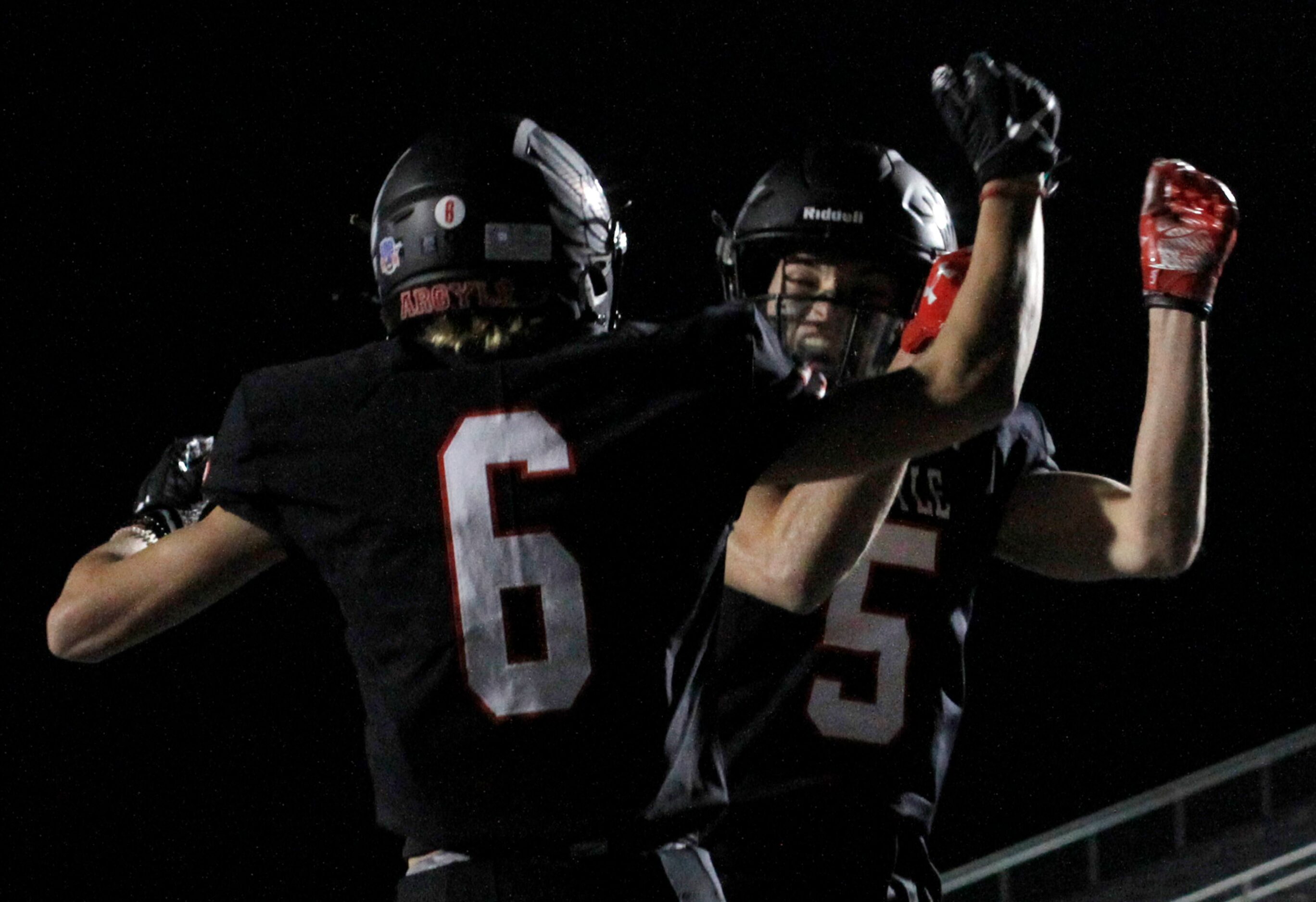 Argyle receiver Cole Kirkpatrick (5) was all smiles as he was the first to congratulate...