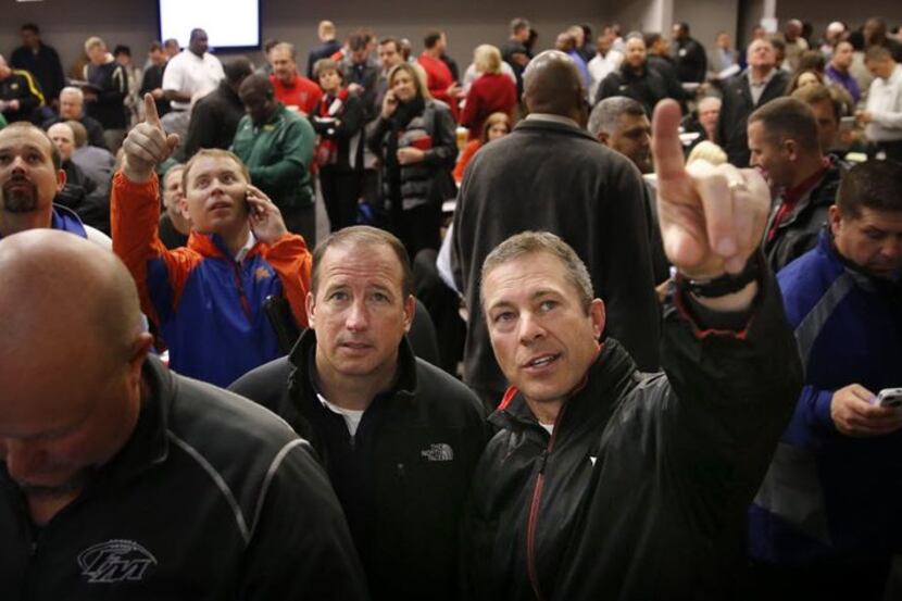 The Dallas Morning NewsCoaches look at the new UIL realignment in 2014 at Birdville Fine...