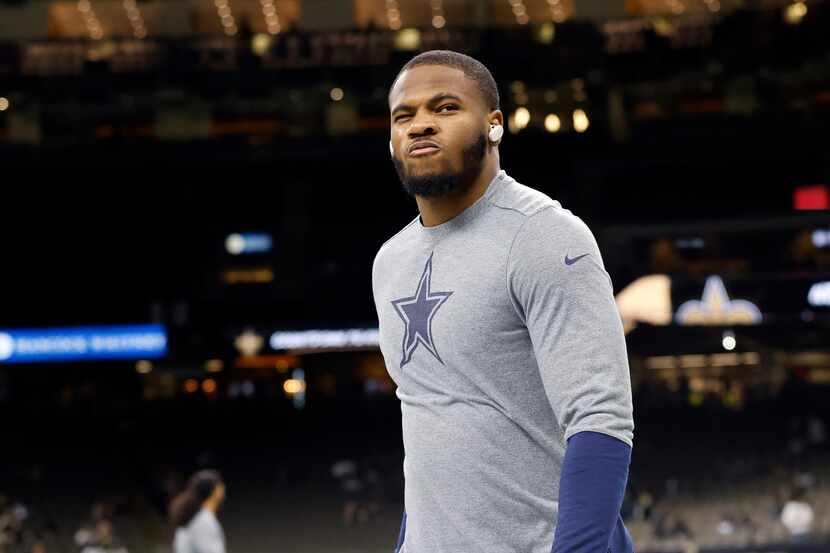Dallas Cowboys outside linebacker Micah Parsons (11) puts on his game face during pregame...