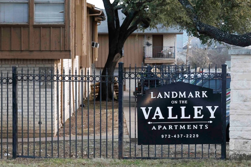 Landmark on the Valley Apartments, where three were killed and two were injured in a...