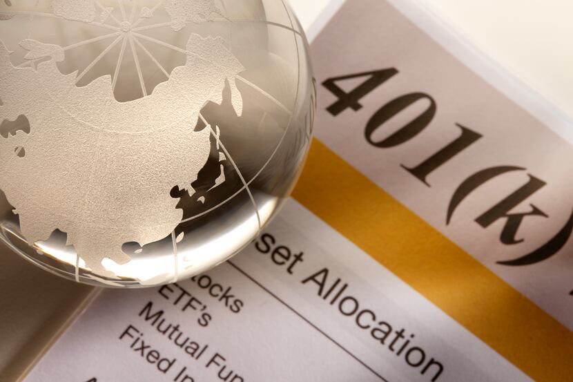 A globe showing Asia on a 401k statement.