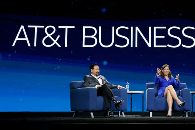 Thaddeus Arroyo, CEO of AT&T Business, and Cathy Engelbert, CEO of Deloitte are interviewed...
