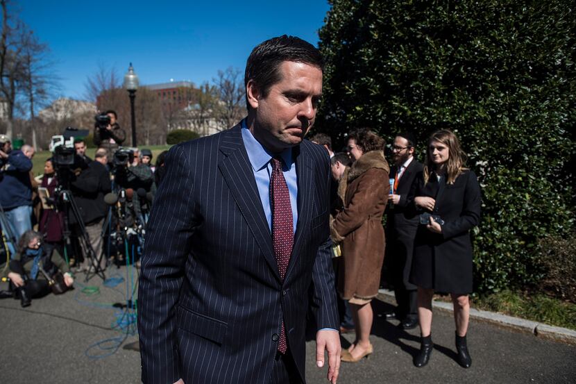 House Intelligence Committee Chairman Rep. Devin Nunes, R-Calif., walks away after speaking...