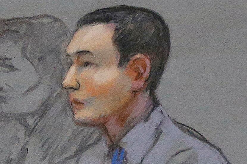 FILE - In this May 13, 2014 file courtroom sketch, defendant Azamat Tazhayakov, a college...