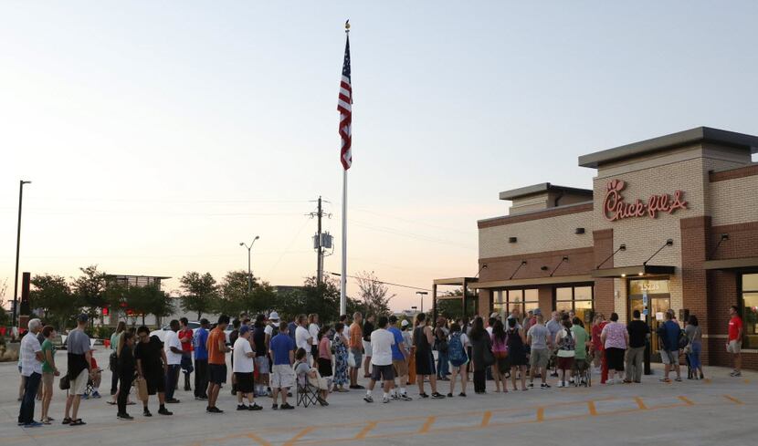 Customers routinely wait 24 hours outside new Chick-fil-A openings for a chance to win a...