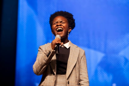 Skye Turner sings during the 32nd Annual Foley & Lardner MLK Jr. Oratory Competition at...