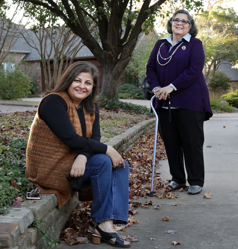 Hind Jarrah (right) is passing the torch of leadership to Mona Kafeel at the Texas Muslim...