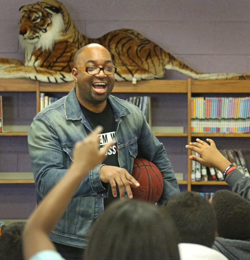 Kwame Alexander made a surprise visit to Elsie Robertson Lancaster STEM Middle School in 2016. 