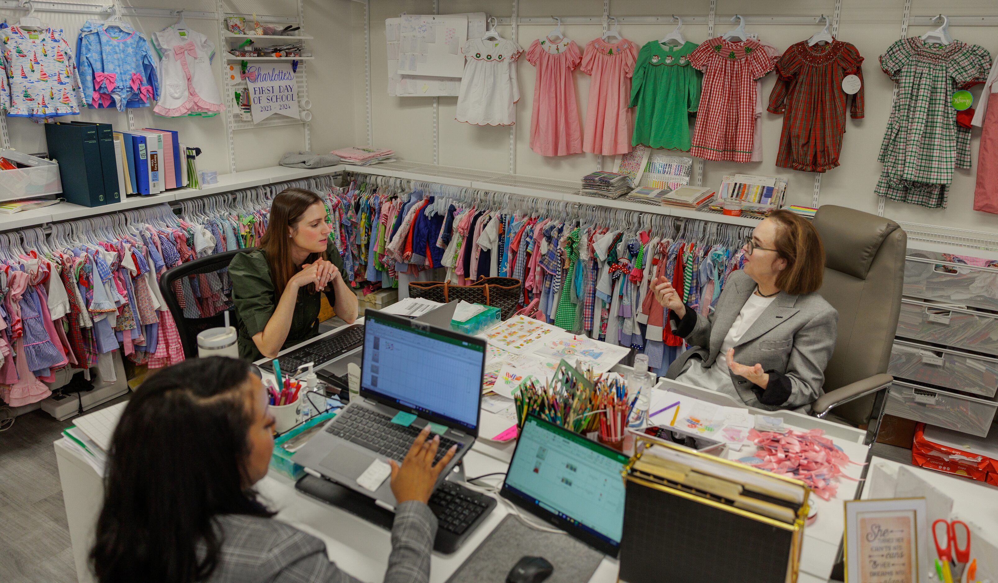 Tamara Thomas (from left) Sarah Bell,and Theresa Helms works on designs at Classic Whimsy in...